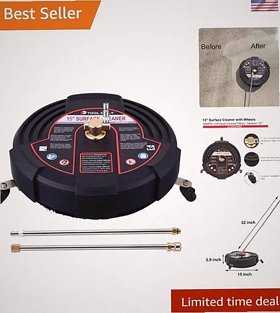 15 Inch Pressure Washer Surface Cleaner with 3 Wheels