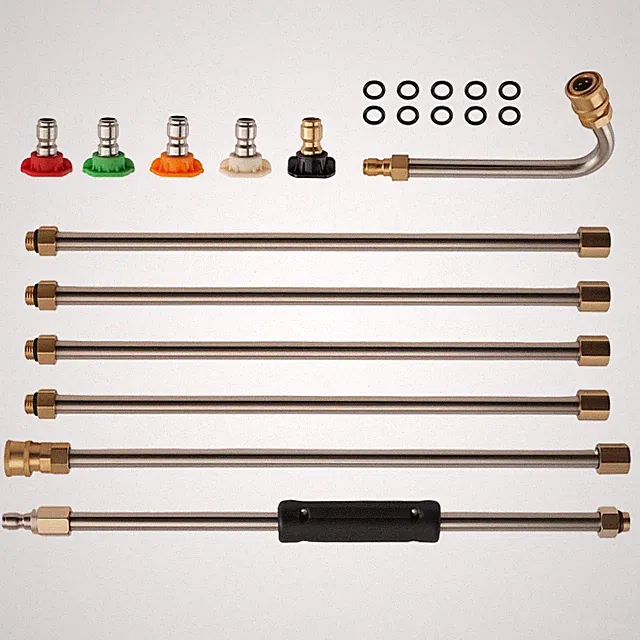 15 Inch Pressure Washer Wands 4000 PSI Stainless Steel 5 Tips Curved Wand