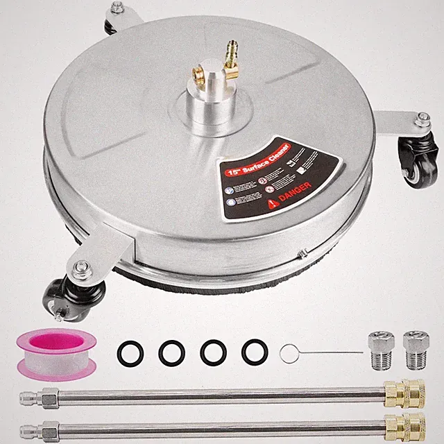 15" Pressure Washer Stainless Steel Surface Cleaner With 3 Wheels & 1/4" Quick C