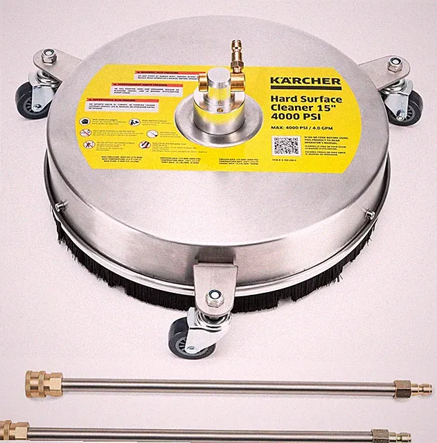 15" Pressure Washer Surface Cleaner, 3 Wheels, 4000 PSI, Stainless Steel