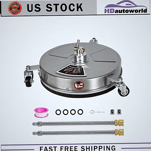15" Pressure Washer Surface Cleaner 4000 PSI with 2 Extension Wands 3 Wheels
