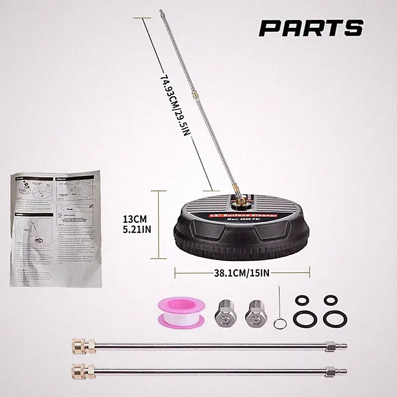 15" Pressure Washer Surface Cleaner 4000 PSI with Washer Extension Wand USA