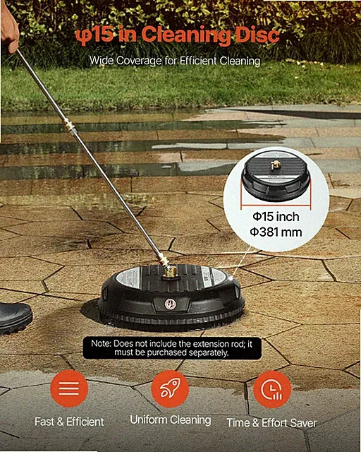 15" Pressure Washer Surface Cleaner, Black