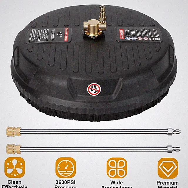 15" Pressure Washer Surface Cleaner for Gas Pressure Washers w/2 Extension Wands