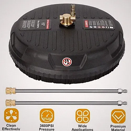 15" Pressure Washer Surface Cleaner for Gas Pressure Washers w/2 Extension Wands