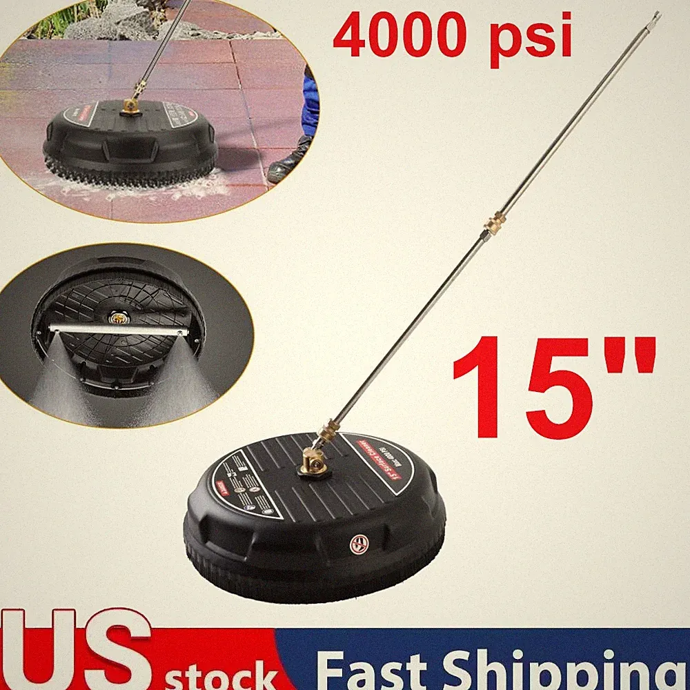 15" Pressure Washer Surface Cleaner Power Washer Attachment with Extension Wands