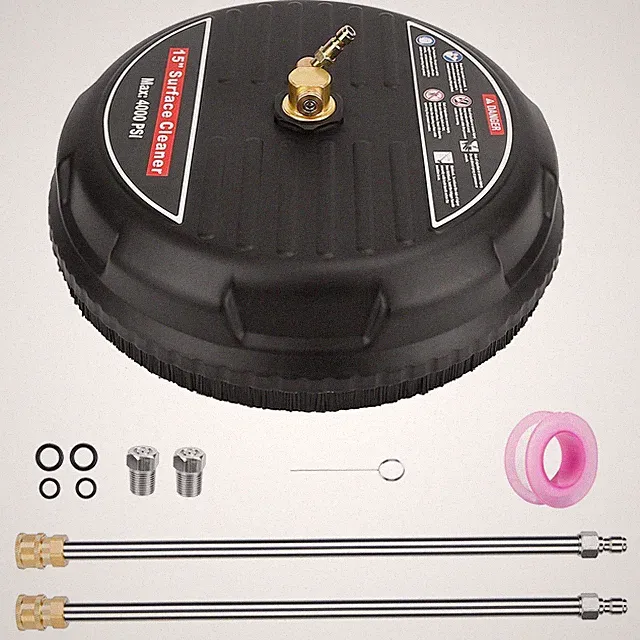 15" Pressure Washer Surface Cleaner w/ 2 Extension Wand & Nozzle 3600 PSI Broom