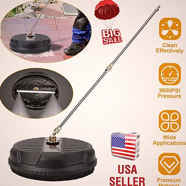 15" Pressure Washer Surface Cleaner with Pressure Washer Extension Wand 3600PSI