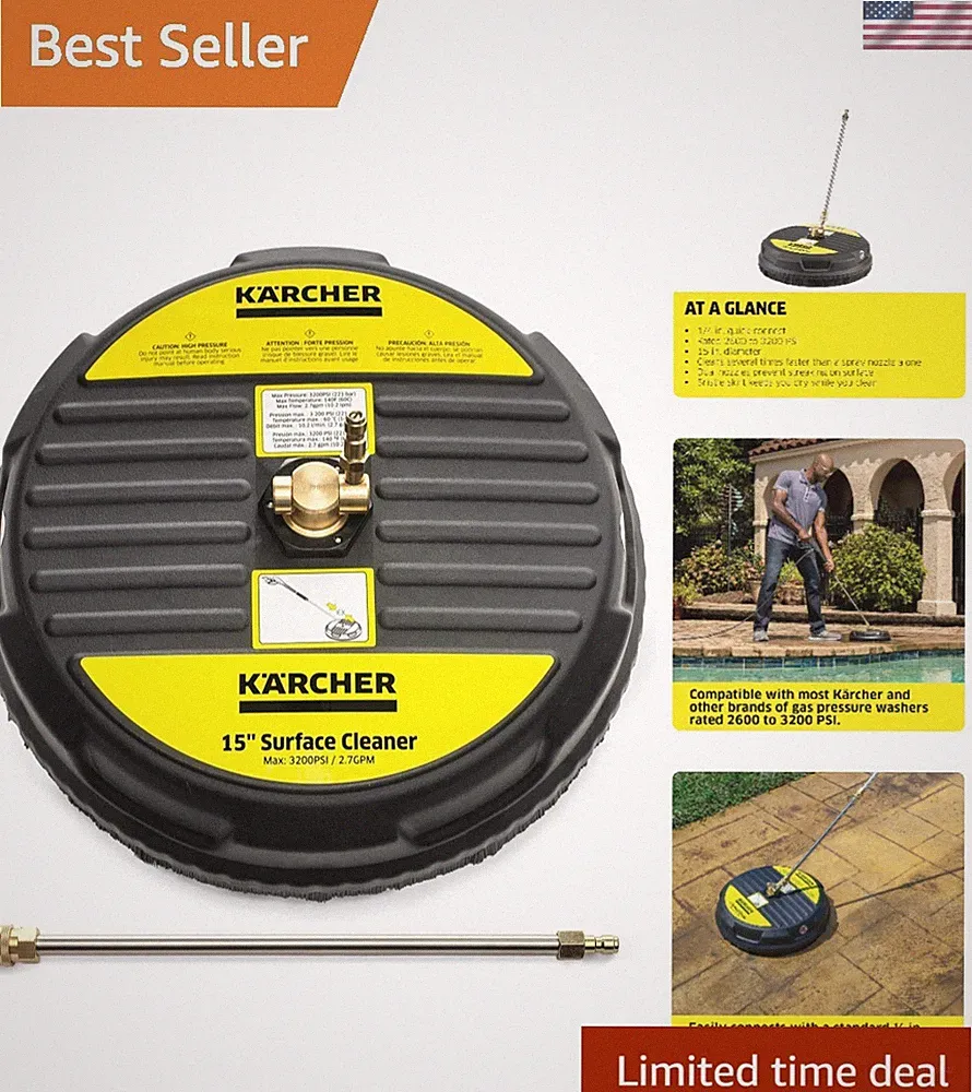 15” Quick Connect Pressure Washer Surface Cleaner – Ideal for Driveways & Patios
