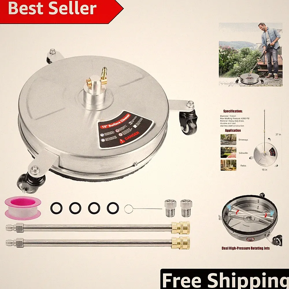 15" Stainless Steel Pressure Washer Cleaning Tool with Quick Connect & 4000 PSI