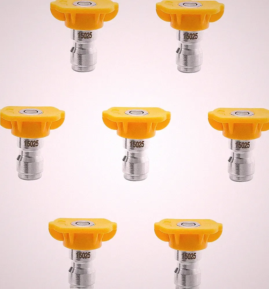 15° Yellow Pressure Washer Nozzle Tips for Cleaning Cars, Driveways | 7 Pack Pow