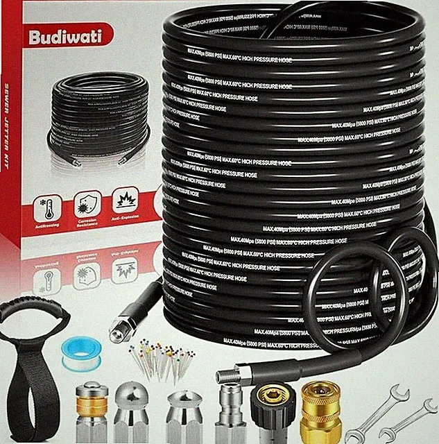 150 FT Sewer Jetter Kit for Pressure Washer, 5800 PSI High-Pressure Drain1/4 Inc