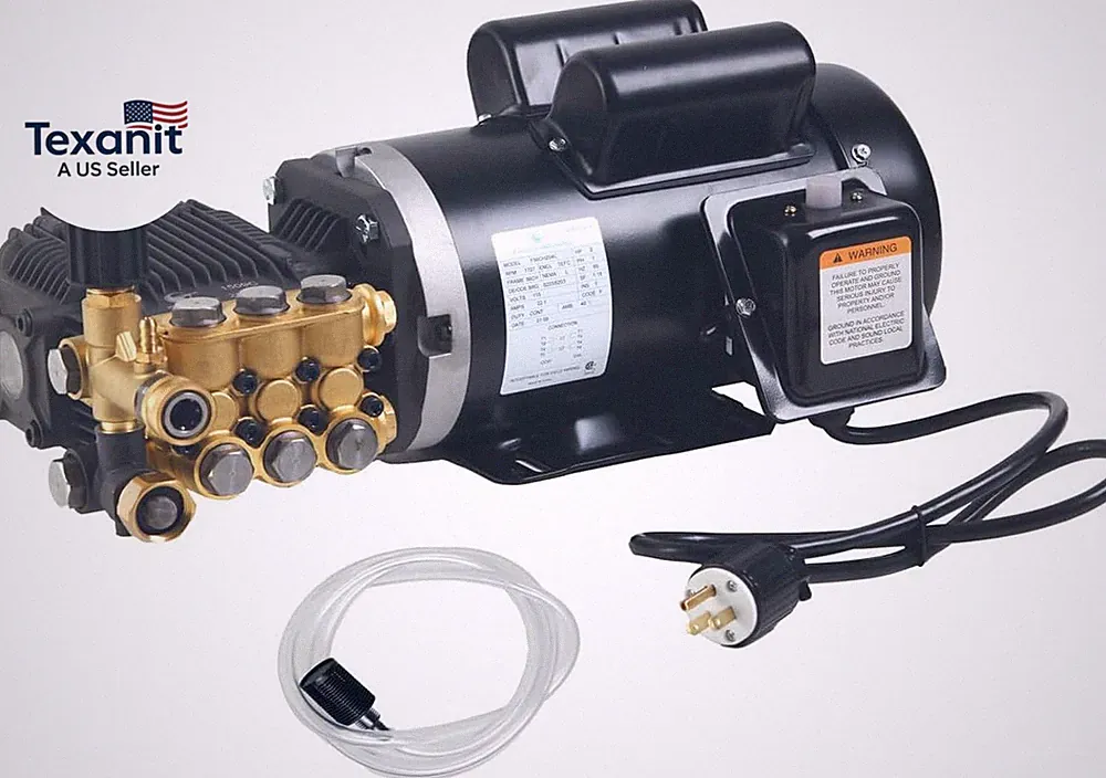 1500 PSI 2 GPM Pressure Washer Pump Assembly with 2 HP 120 V Motor – Triplex Pow