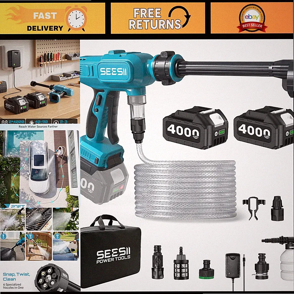 1500PSI Cordless Portable Pressure Washer - Lightweight, High Power Cleaning Too