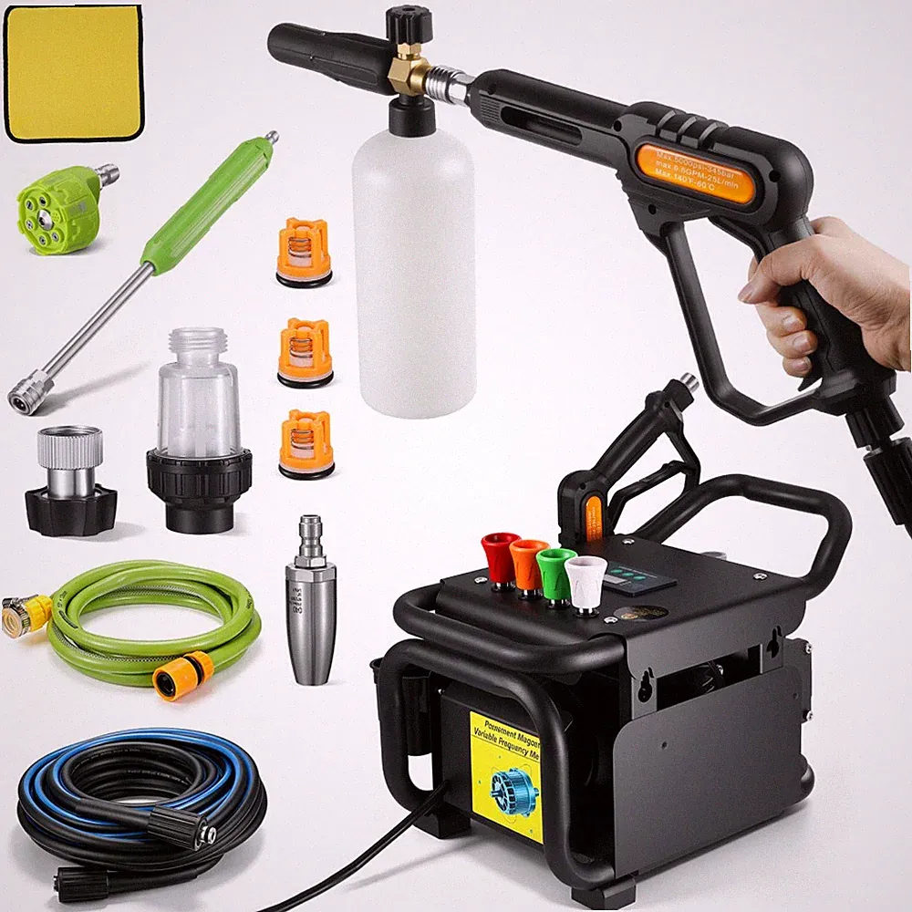 150bar 3.17GPM Electric Pressure Washer 75dB Quiet 7 Nozzles Commercial US Plug