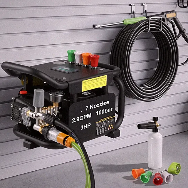 150bar 3.17GPM Portable & wall Mountable Commercial Pressure Washer w/7 Nozzles