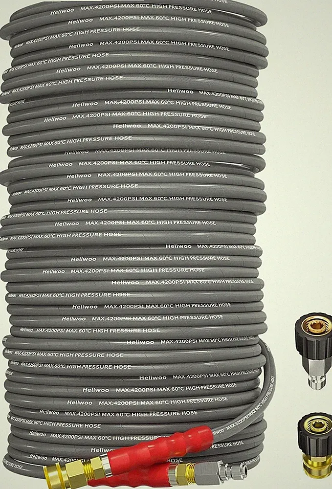 150FT 1/4" Pressure Washer Hose 4200PSI Flexible Wire Extension Hose W/Couplers