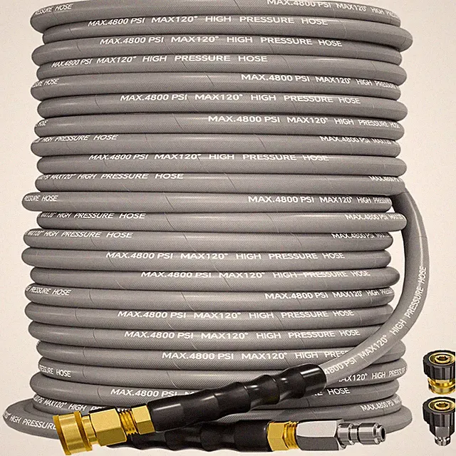200FT 3/8" 4800PSI Pressure Washer Hose with Swivel Quick Connect Max 248°F