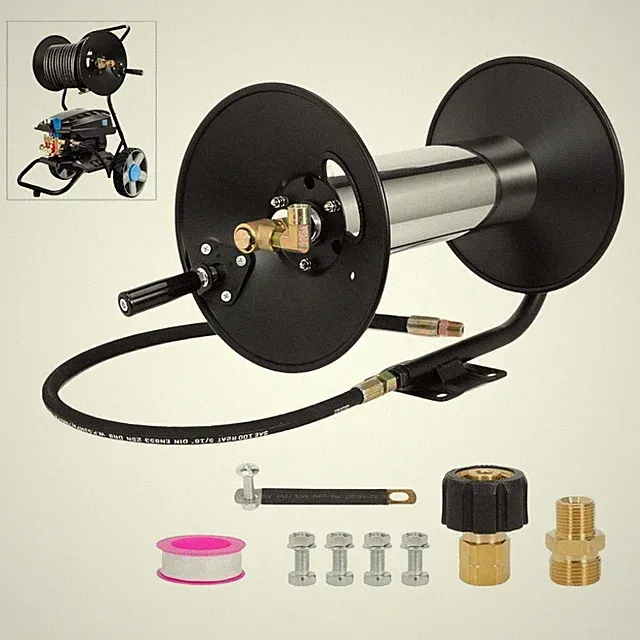 150FT 3/8" NPT Outlet Pipe Heavy Duty Steel High Pressure Washer Reel 4000 PSI
