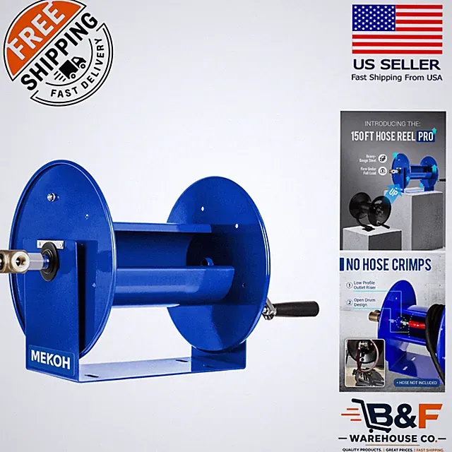 150FT Heavy Duty Pressure Washer Hose Reel - 4500 PSI for Home & Commercial Use