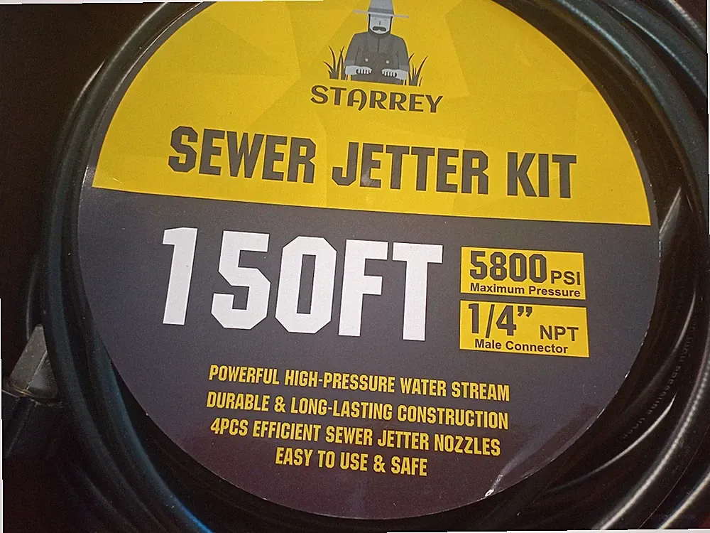 150FT Pressure Washer Drain Jetter Kit - Clear Clogs Up to 5800PSI