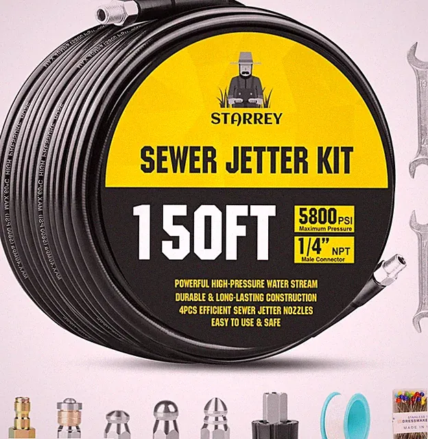 150FT Pressure Washer Drain Jetter Kit - Clear Clogs Up to 5800PSI