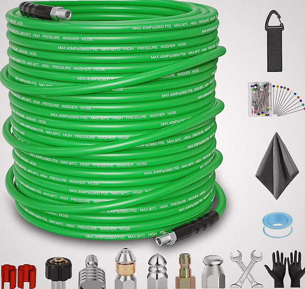 150FT Sewer Jetter Kit for Pressure Washer - 5800PSI Drain Cleaner