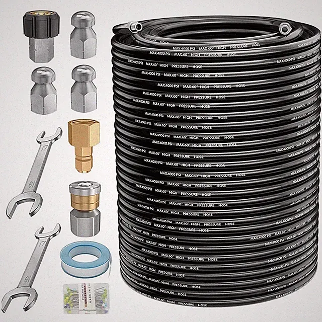 150FT Sewer Jetter Nozzles Kit 4000PSI Drain Cleaning Hose for Pressure Washer