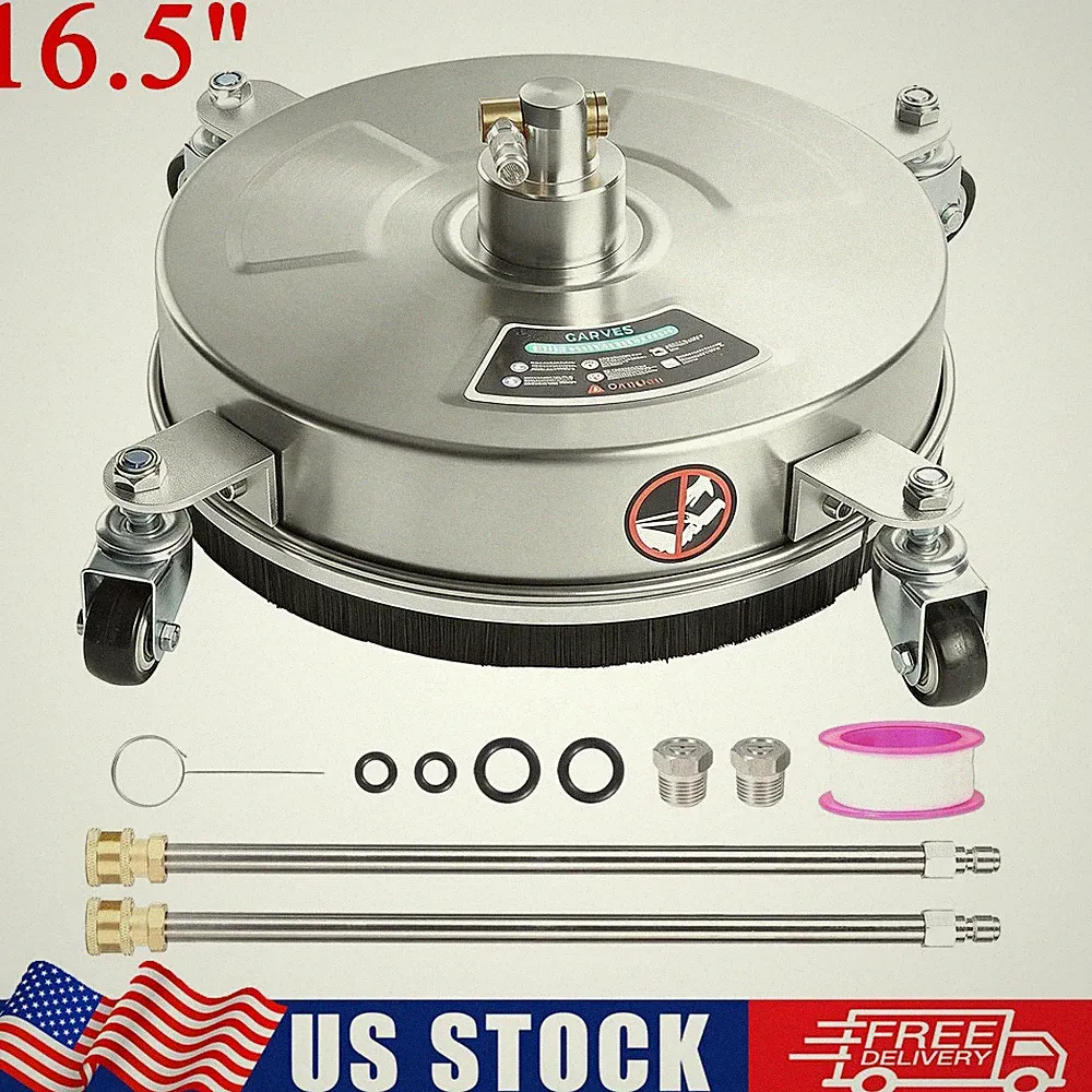 16.5" Pressure Washer Surface Cleaner 4000PSI S.Steel Cleaning Attachment 2 Wand