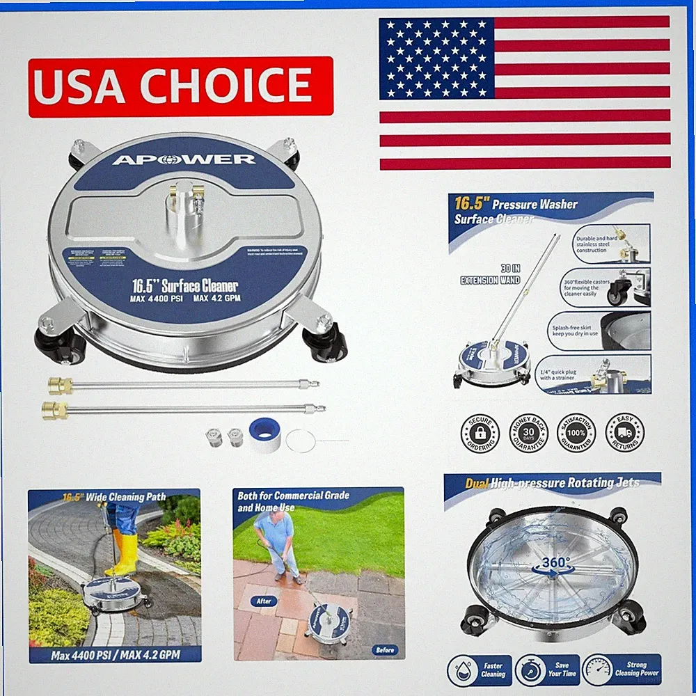 16.5" Pressure Washer Surface Cleaner Attachment, Max 4400 PSI