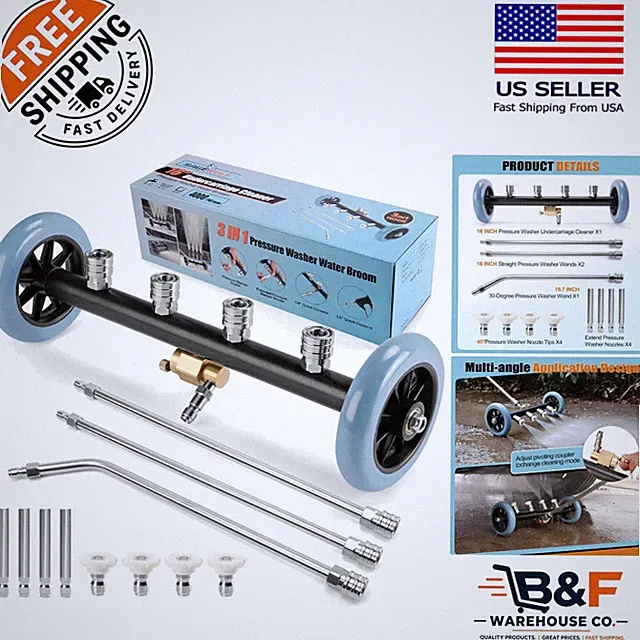 16-Inch Under Carriage Pressure Washer - Dual Functionality & 3 Extension Wands