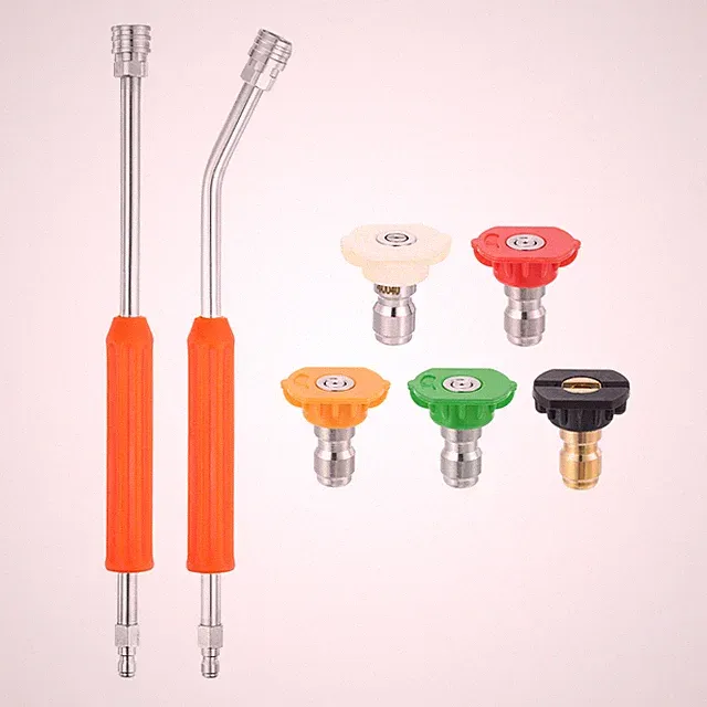 16" Pressure Washer Extension Wand 30°Curved Orange Grip 5 Nozzle Tips]
