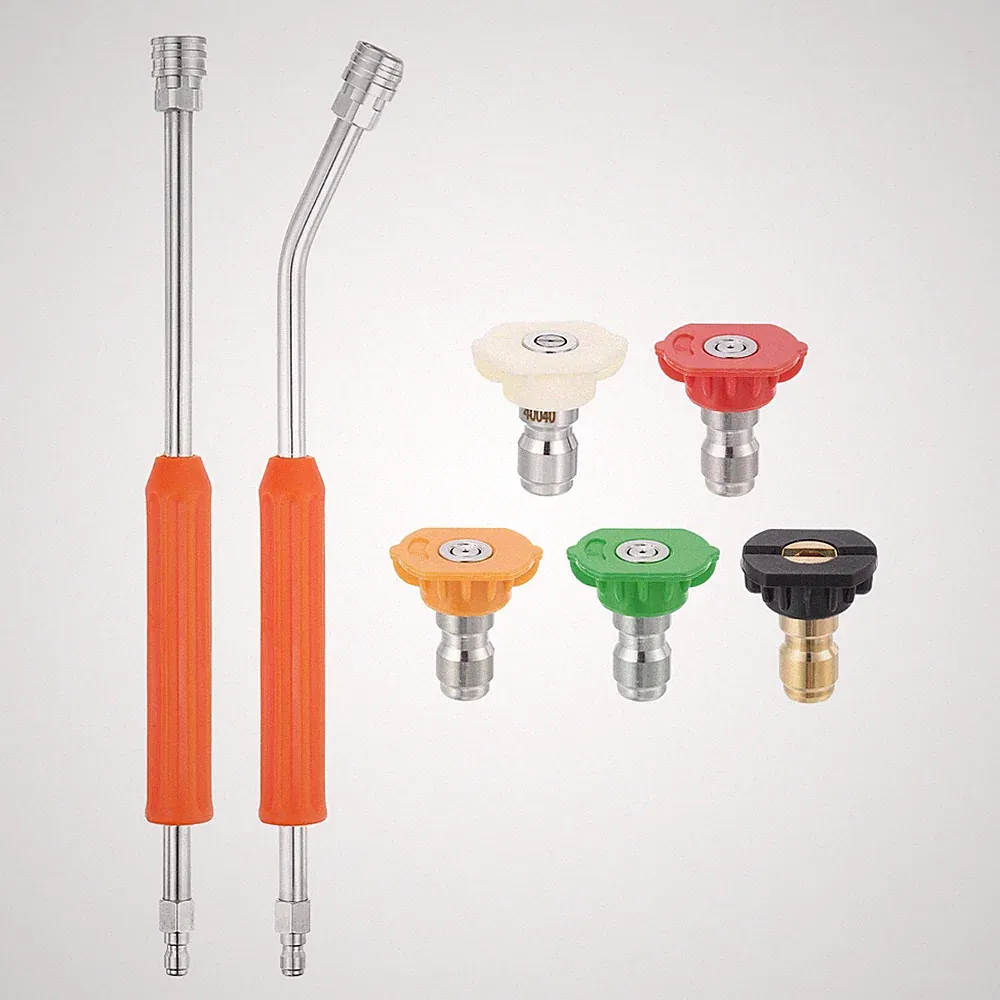 16" Pressure Washer Extension Wand 30° Curved, Orange Grip, 5 Nozzle Tips