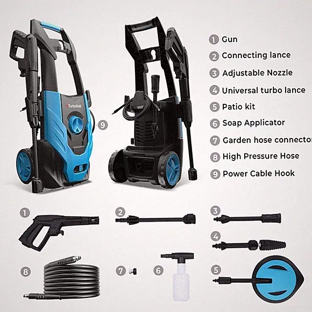 1600PSI Electric High Pressure Washer 360°Adjustment Nozzle for Car Yard 1.71GPM