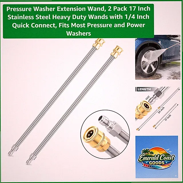 17 Inch Stainless Steel Pressure Washer Extension Wand - 2 Pack for Pro Cleaning