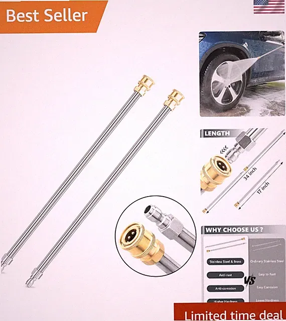 17-Inch Stainless Steel Pressure Washer Extension Wand - 2 Pack for Pro Results