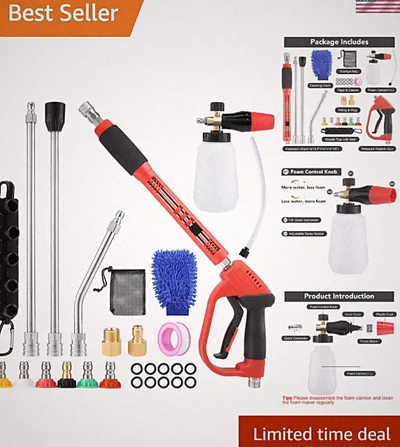18-Piece Pressure Washer Accessory Kit - Includes Foam Cannon & Nozzles