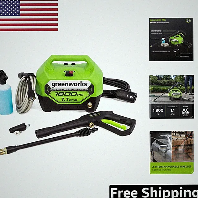 1800 PSI Electric Pressure Washer with 20 ft Hose - Effortless Outdoor Cleaning