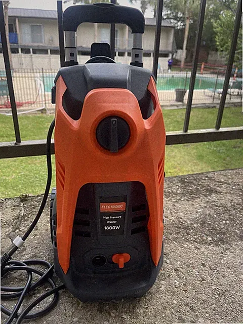 1800W Corded Electric Pressure Washer Orange Black, Gun, Hose, Nozzles