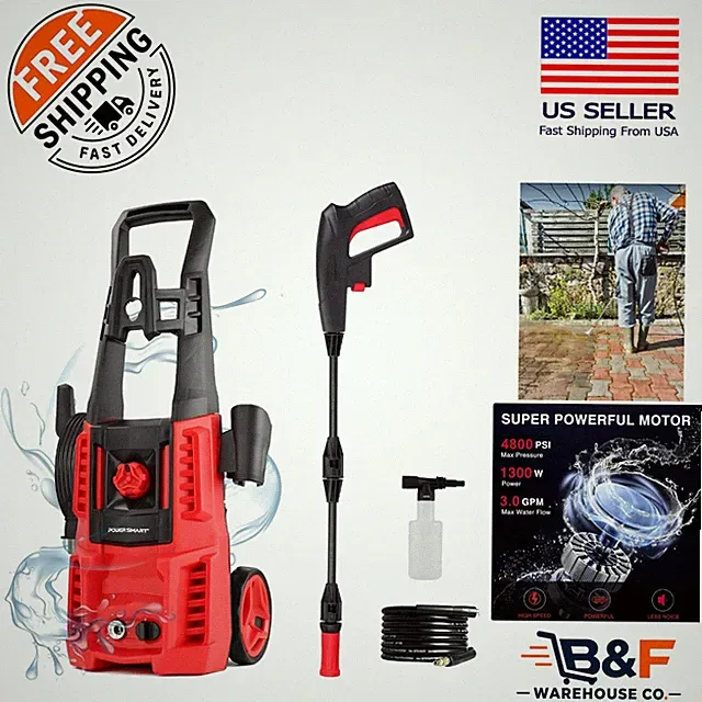 1850 PSI Electric Pressure Washer - Quick Connect, 23ft Hose & Heavy-Duty Wheels
