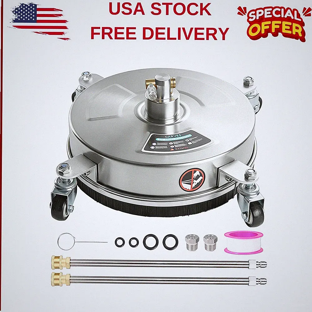 ⭐18IN Pressure Washer Surface Cleaner w/Wheels - Stainless Steel Surface Cleaner