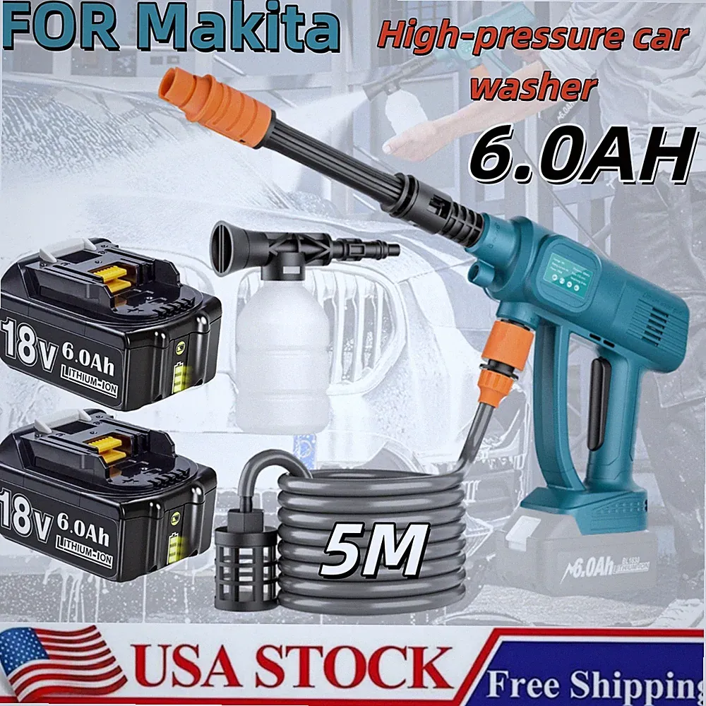 18V For Makita Car High Pressure Washer Gun Jet Water Cleaner 6-in-1 Cordless