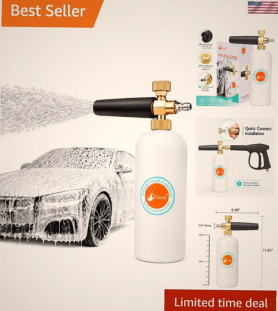 1L Adjustable Snow Foam Cannon for Pressure Washer - Thick Foam Performance