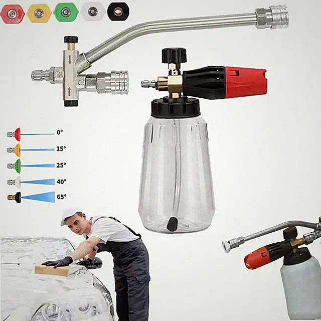1L Foam Cannon, Double Connector Sprayer Pressure Washer Attachment w/5 Nozzle