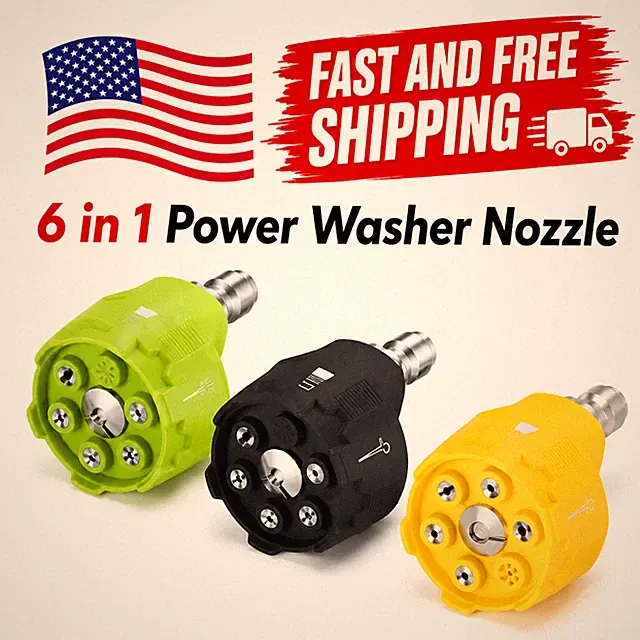 1Pc High Pressure Washer Nozzle Tips 6-in-1 Adjustable for Power Washer 1/4 Inch