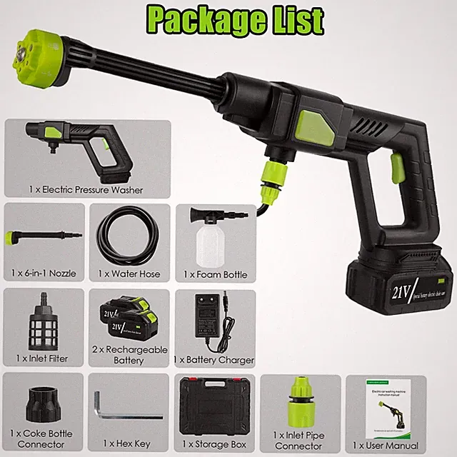 1Set Cordless Pressure Washer Portable Electric Power Washer High Pressure Water