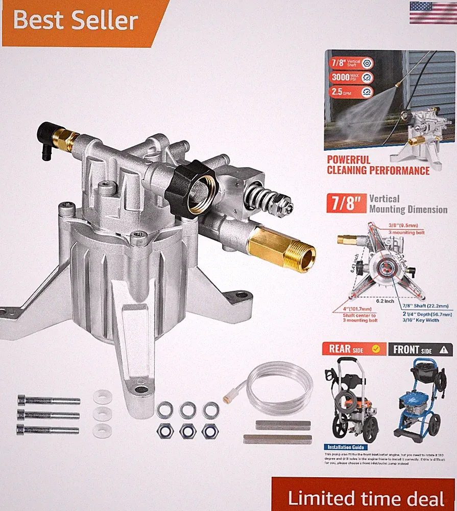 2.5 GPM Pressure Washer Pump with Adjustable Unloader for Pro Cleaning