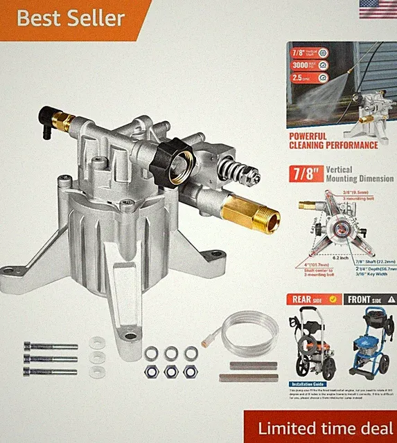 2.5 GPM Rear Inlet Pump for Power Washers - 3000 PSI with Adjustable Features