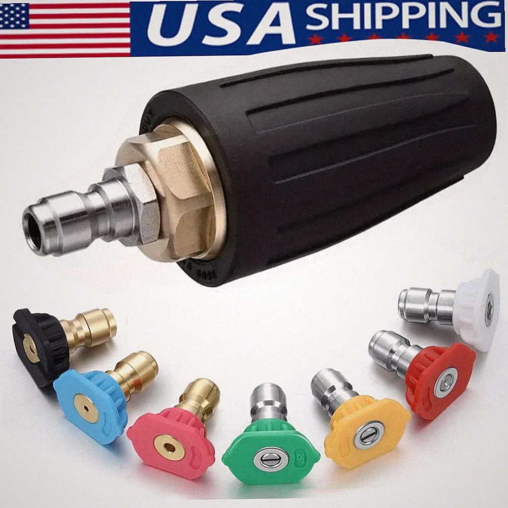 2.5GPM High Pressure Washer Rotating Turbo Nozzle Spray Tip 4000PSI 1/4" Quick