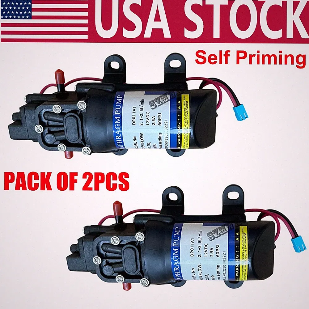 2* 60PSI 2.5A High Pressure Water Pump DC 12V 2.5L/M Self Priming Diaphragm Pump